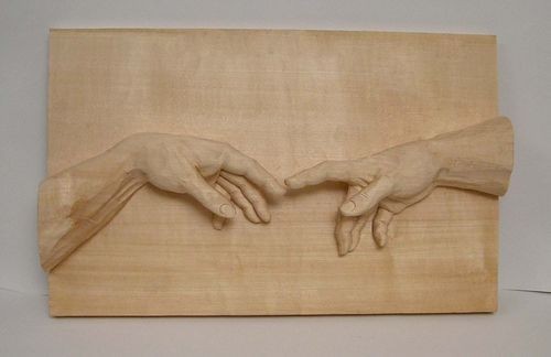 Lindenholz f. Relief Hände v. Michelangelo 42x26,5x7 cm